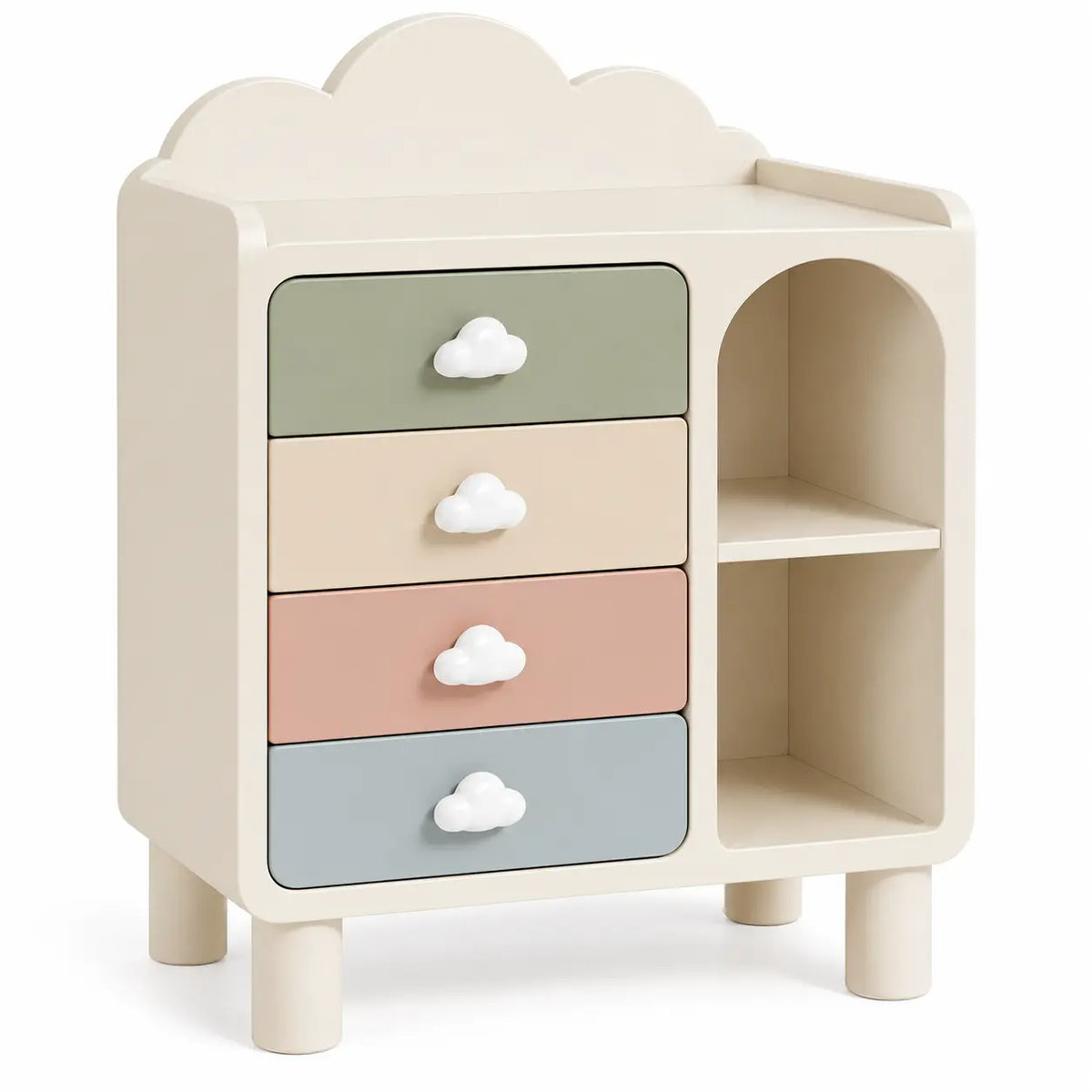 Armario de almacenamiento con motivos de nubes, blanco, verde y rosa