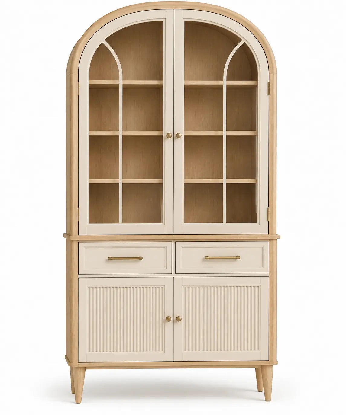 Vitrina de almacenamiento con formas arqueadas, blanco y marrón