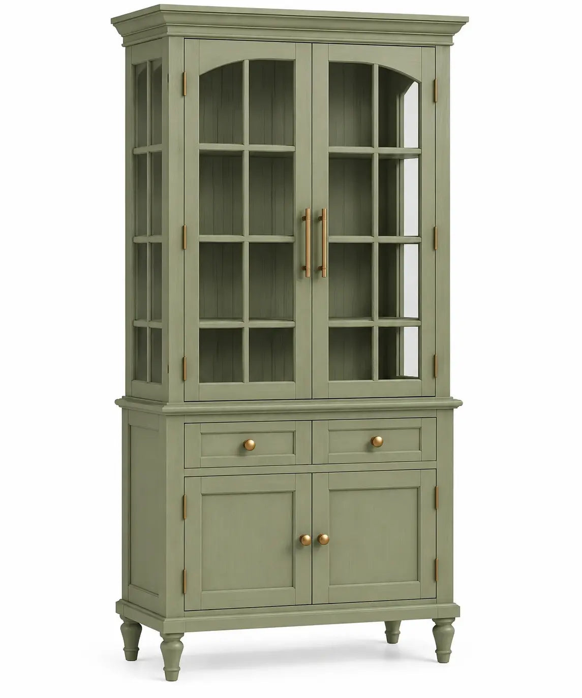 Vitrina de almacenamiento de contorno redondeado, verde