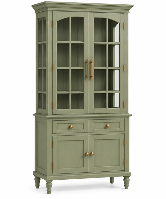 Vitrina de almacenamiento de contorno redondeado, verde