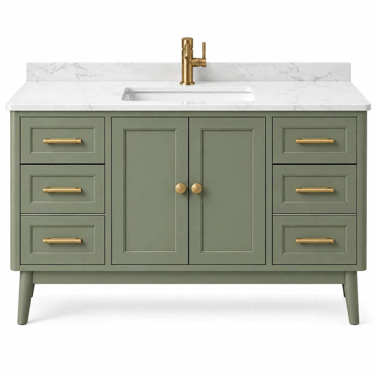 Mueble de baño con lavabo con cajones, verde y blanco