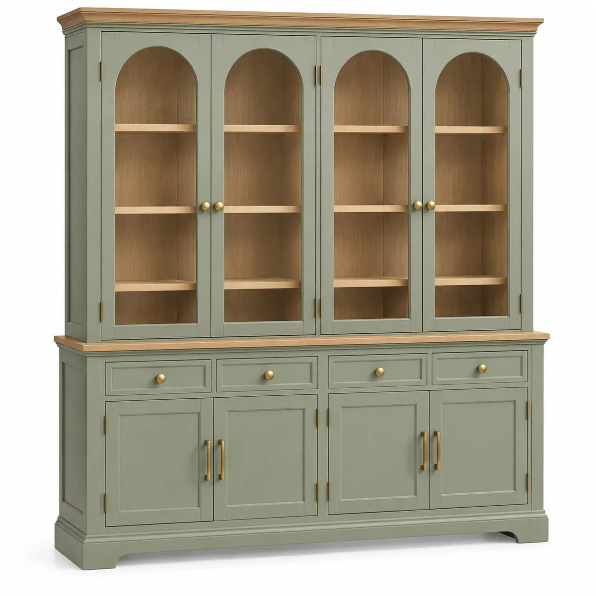 Vitrina de almacenamiento con formas arqueadas, verde y marrón